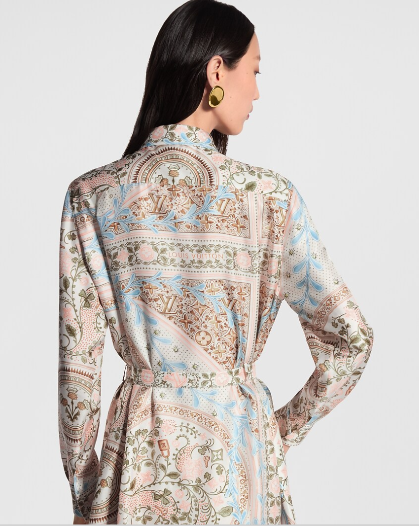 👜 LOUIS VUITTON | Vestido camisero con fular de flores - Imagen 2