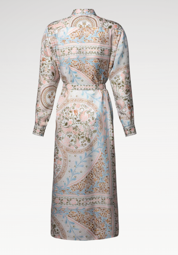 👜 LOUIS VUITTON | Vestido camisero con fular de flores - Imagen 3