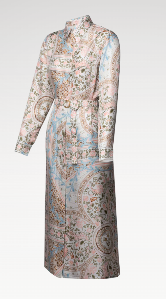 👜 LOUIS VUITTON | Vestido camisero con fular de flores - Imagen 4