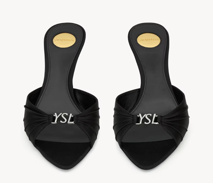 👜 YSL | Mules Jerry de satén y bisutería
