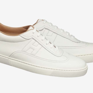 👜 Hermes | Zapatilla para mujer Hermes con estampado en piel de becerro y el icónico 'H'-Blanco