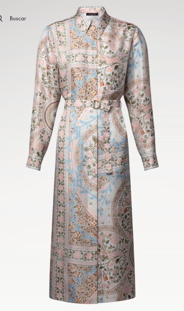 👜 LOUIS VUITTON | Vestido camisero con fular de flores