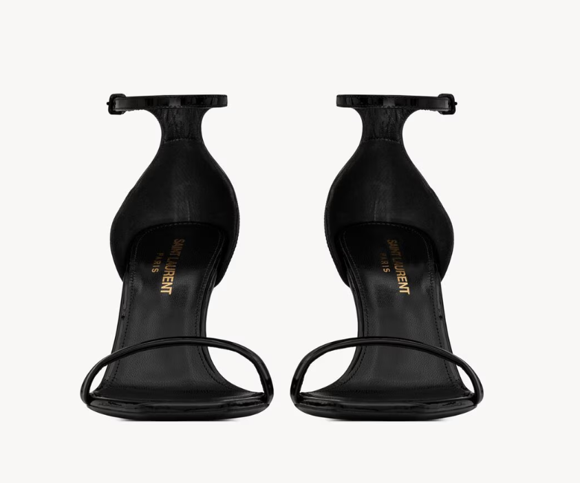 👜 YSL | Sandalias Opyum de charol con tacón dorado - Imagen 2