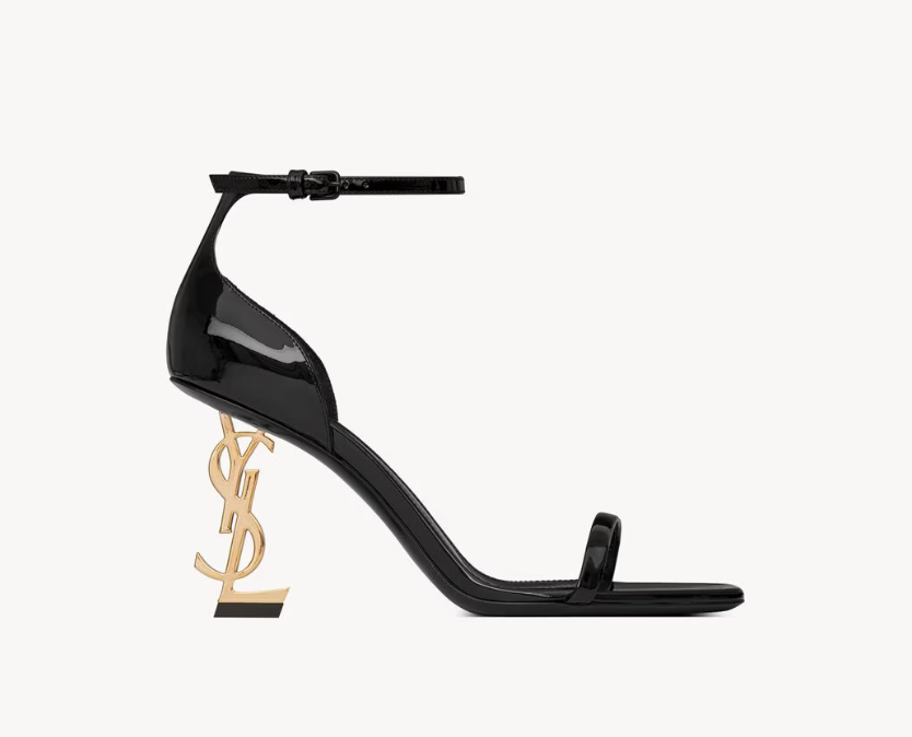 👜 YSL | Sandalias Opyum de charol con tacón dorado - Imagen 3