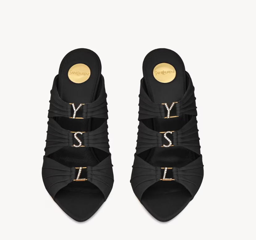 👜 YSL | Mules Emilie de crepé de satén
