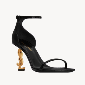 👜 YSL | Sandalias Opyum de charol con tacón dorado