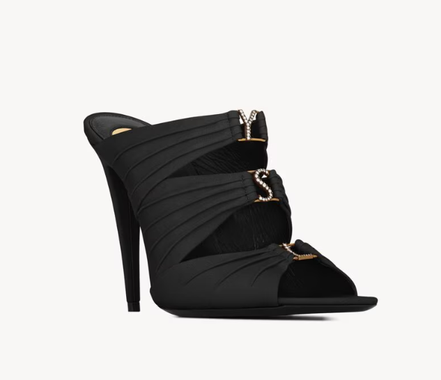👜 YSL | Mules Emilie de crepé de satén - Imagen 4