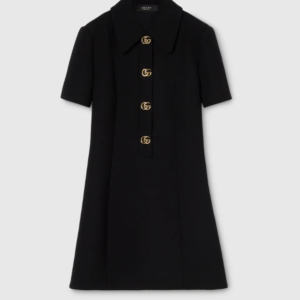👜 Gucci | Vestido de crepé de lana con botón de Doble G