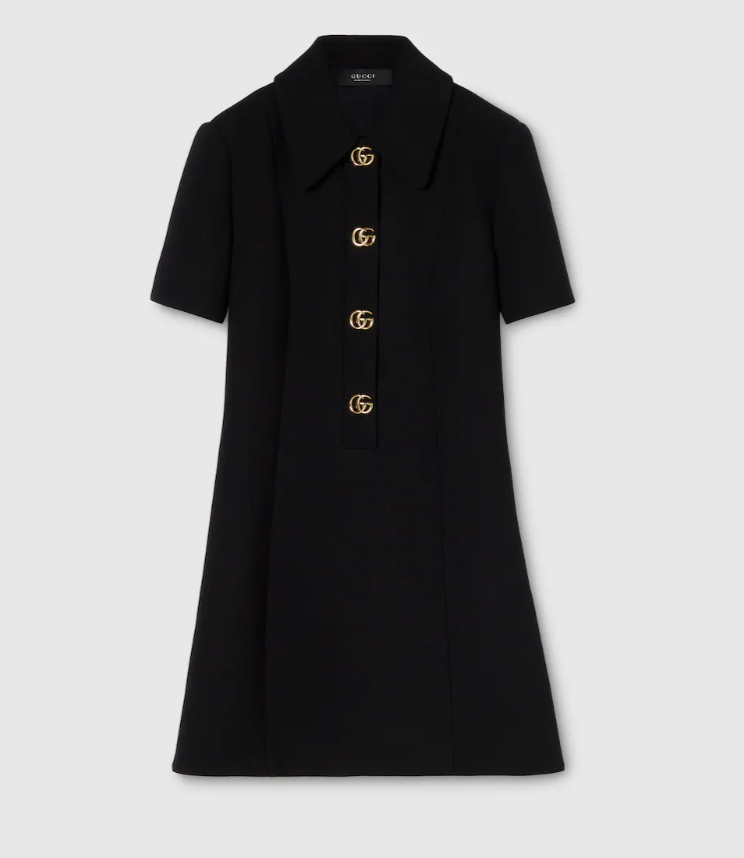 👜 Gucci | Vestido de crepé de lana con botón de Doble G