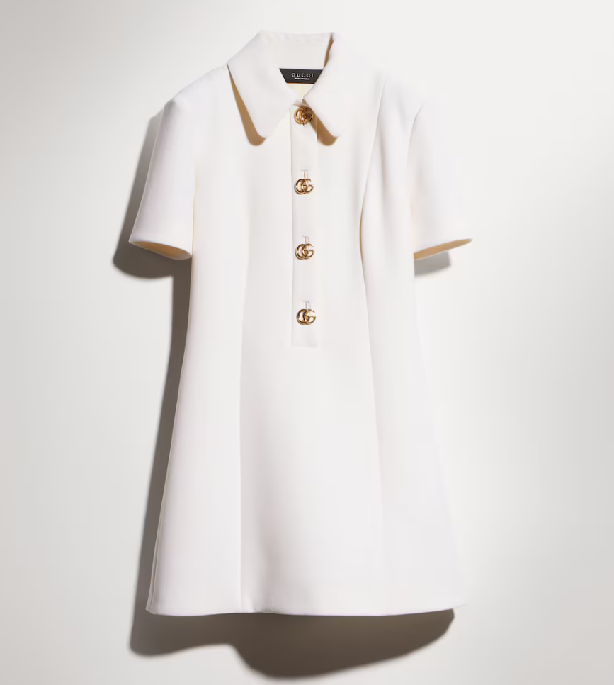 👜 Gucci | Vestido de crepé de lana con botón de Doble G - Imagen 3