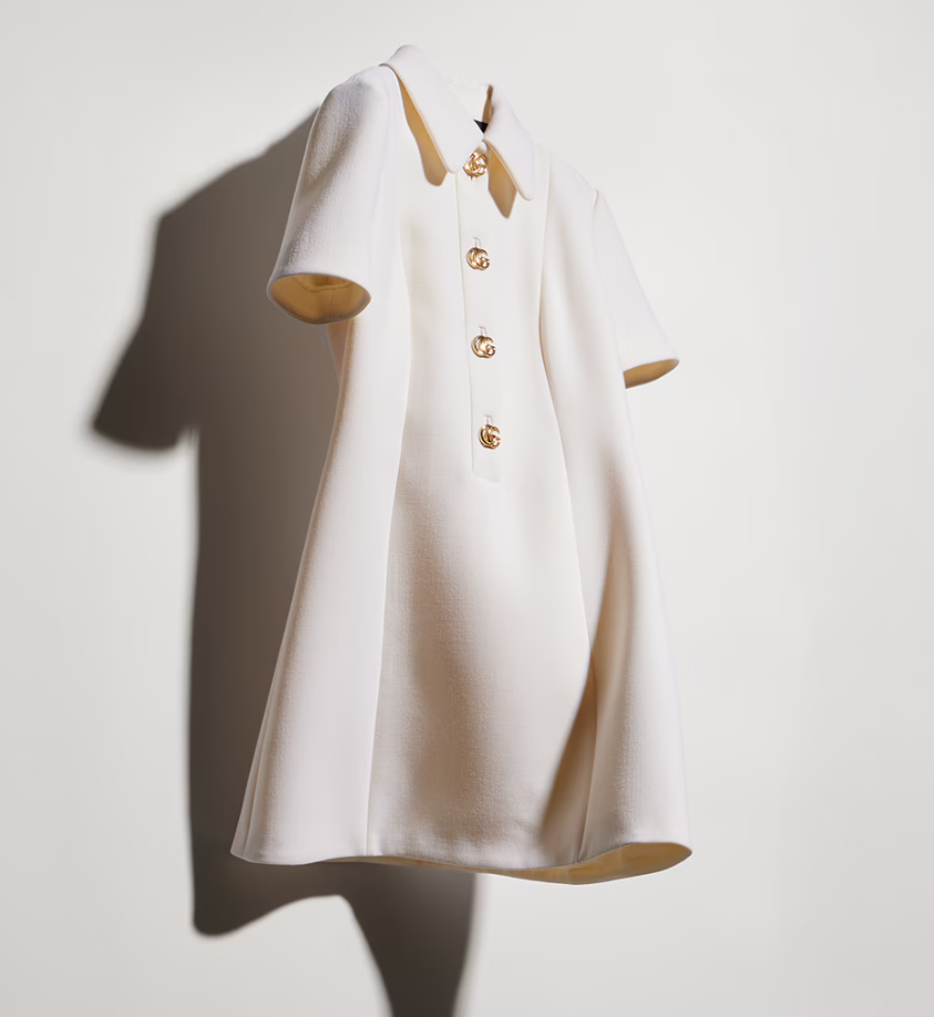 👜 Gucci | Vestido de crepé de lana con botón de Doble G